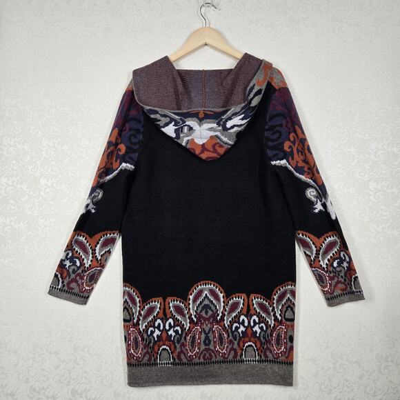 Max Sport Hooded Longline Cardigan XL Black Orange Open Front Pockets $368 SRP - Picture 7 of 16